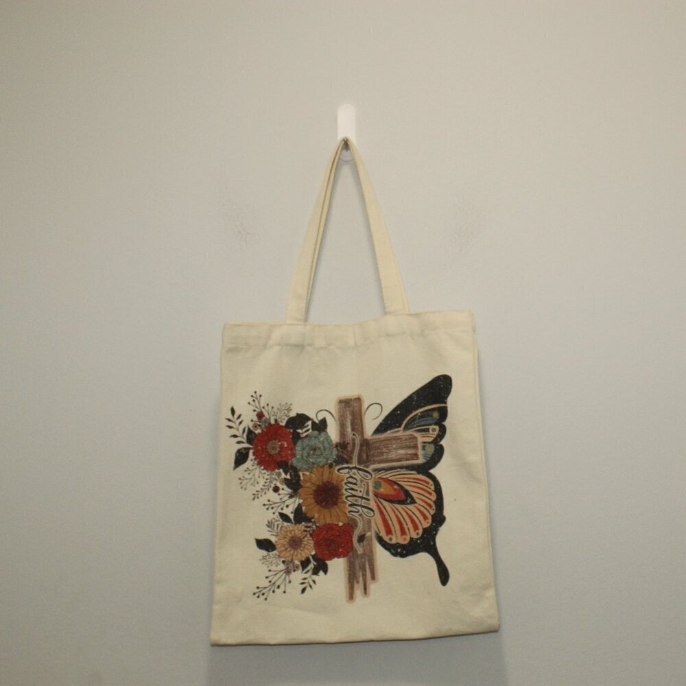 Faith Butterfly Tote Bag